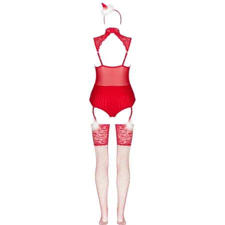 LIVCO CORSETTI FASHION - LIMPID SNOWFLAKES LC 90604 BODY + STOCKINGS + CHRISTMAS HEADBAND S/M