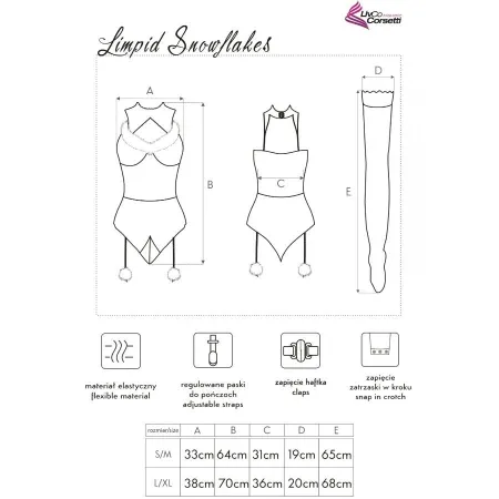 LIVCO CORSETTI FASHION - LIMPID SNOWFLAKES LC 90604 BODY + STOCKINGS + CHRISTMAS HEADBAND L/XL
