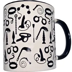 DIABLO PICANTE - WHITE BONDAGE MUG WITH BLACK HANDLE 370 ML