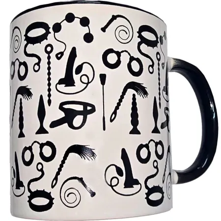 DIABLO PICANTE - WHITE BONDAGE MUG WITH BLACK HANDLE 370 ML