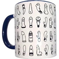 DIABLO PICANTE - WHITE VIBRATORS MUG WITH BLUE HANDLE 370 ML