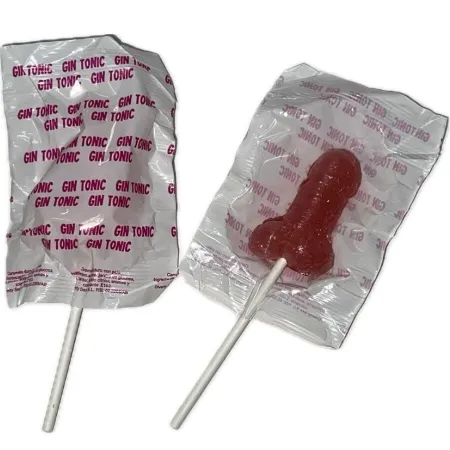 DIABLO GOLOSO - 1 PENIS LOLLIPOP GIN TONIC STRAWBERRY FLAVOR 10% ALCOHOL