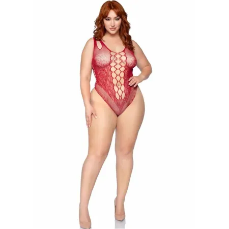 LEG AVENUE - 81641X SEAMLESS BODYSUIT BURGUNDY SIZE 1X/2X