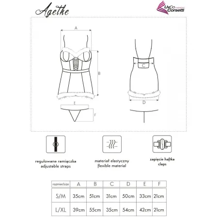 LIVCO CORSETTI FASHION - AGETHE LC 90607 CHEMISE + THONG + CHRISTMAS HAT L/XL