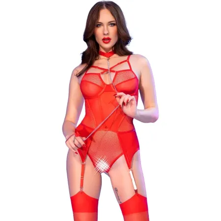 CHILIROSE - CR 4879 CROTCHLESS BODYSUIT RED L