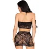 LEG AVENUE - 81676 LACE TOP + MINI SKIRT SET BLACK - ONE SIZE