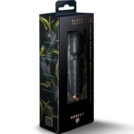 ROCKS-OFF - MINI RECHARGEABLE WAND 16 FUNCTIONS BLACK TULIP