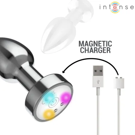 INTENSE - VIBRATING METAL ANAL PLUG WITH LED LIGHTS AND REMOTE CONTROL - SIZE S