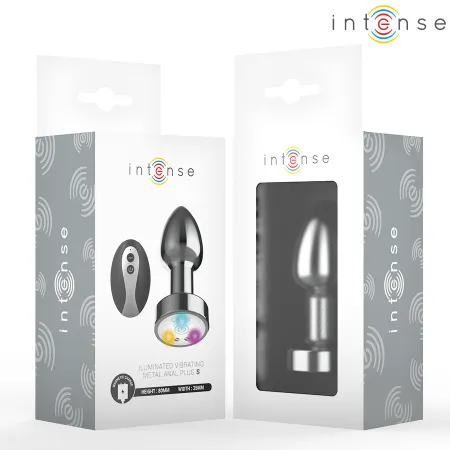 INTENSE - VIBRATING METAL ANAL PLUG WITH LED LIGHTS AND REMOTE CONTROL - SIZE S