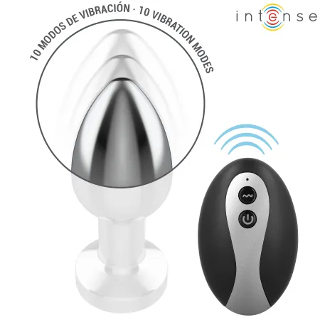 INTENSE - VIBRATING METAL ANAL PLUG WITH LED LIGHTS AND REMOTE CONTROL - SIZE M