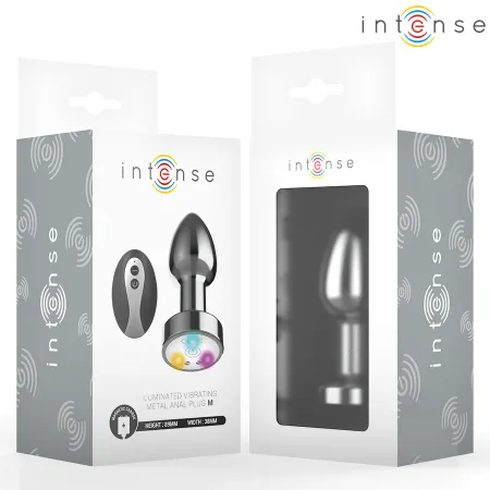 INTENSE - VIBRATING METAL ANAL PLUG WITH LED LIGHTS AND REMOTE CONTROL - SIZE M