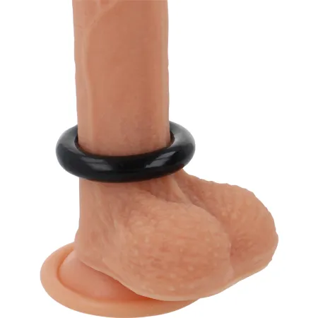 SEVEN CREATIONS - VINYL P-SHAPE VIBRATOR BLACK PENIS 20 CM